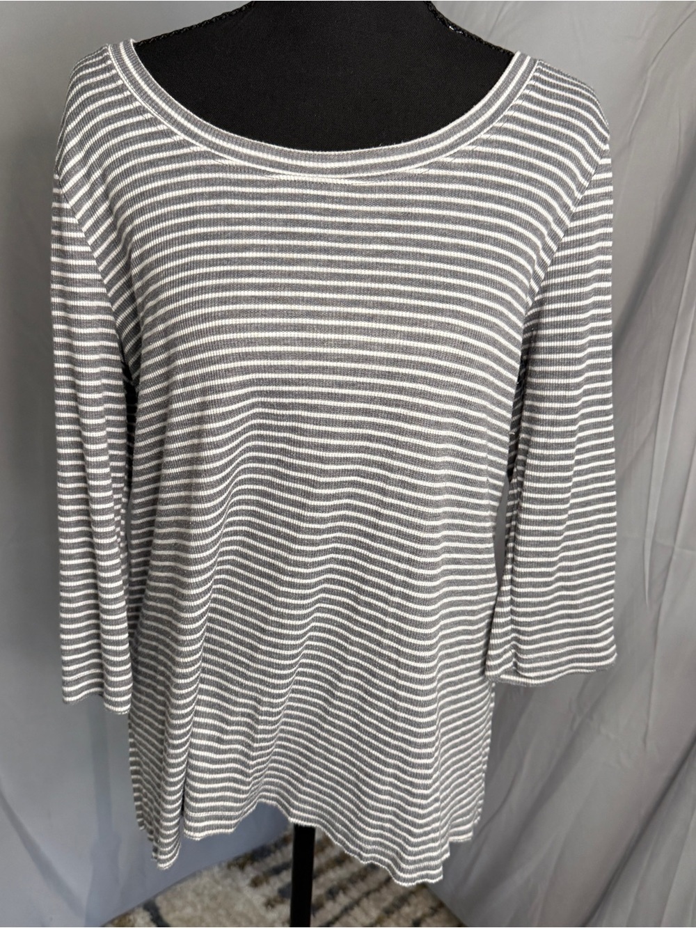 Sonoma Gray and White Striped Knit Top